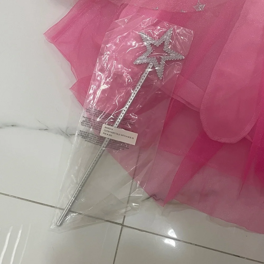 Girls Fairytale Witch Pink Wicked Fancy Dress Up Halloween Costume size 8/10